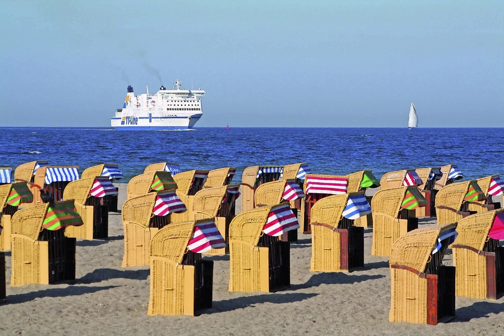 Standkörbe am Stand von Travemünde
